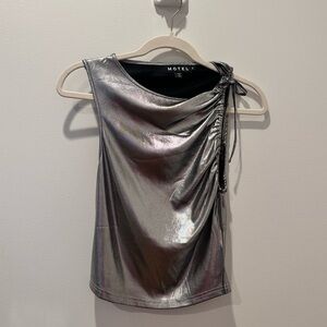 Motel Rocks Silver Metallic Top